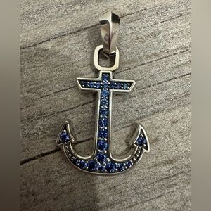 David Yurman Sterling Silver Maritime Anchor Amulet with Sapphires